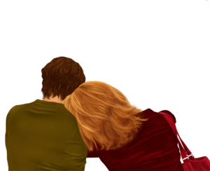 Woman's Head on man's Shoulder