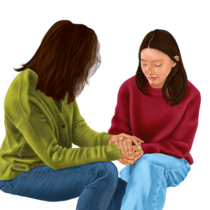 Patient and doctor holding hands