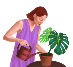 Woman Watering Plant