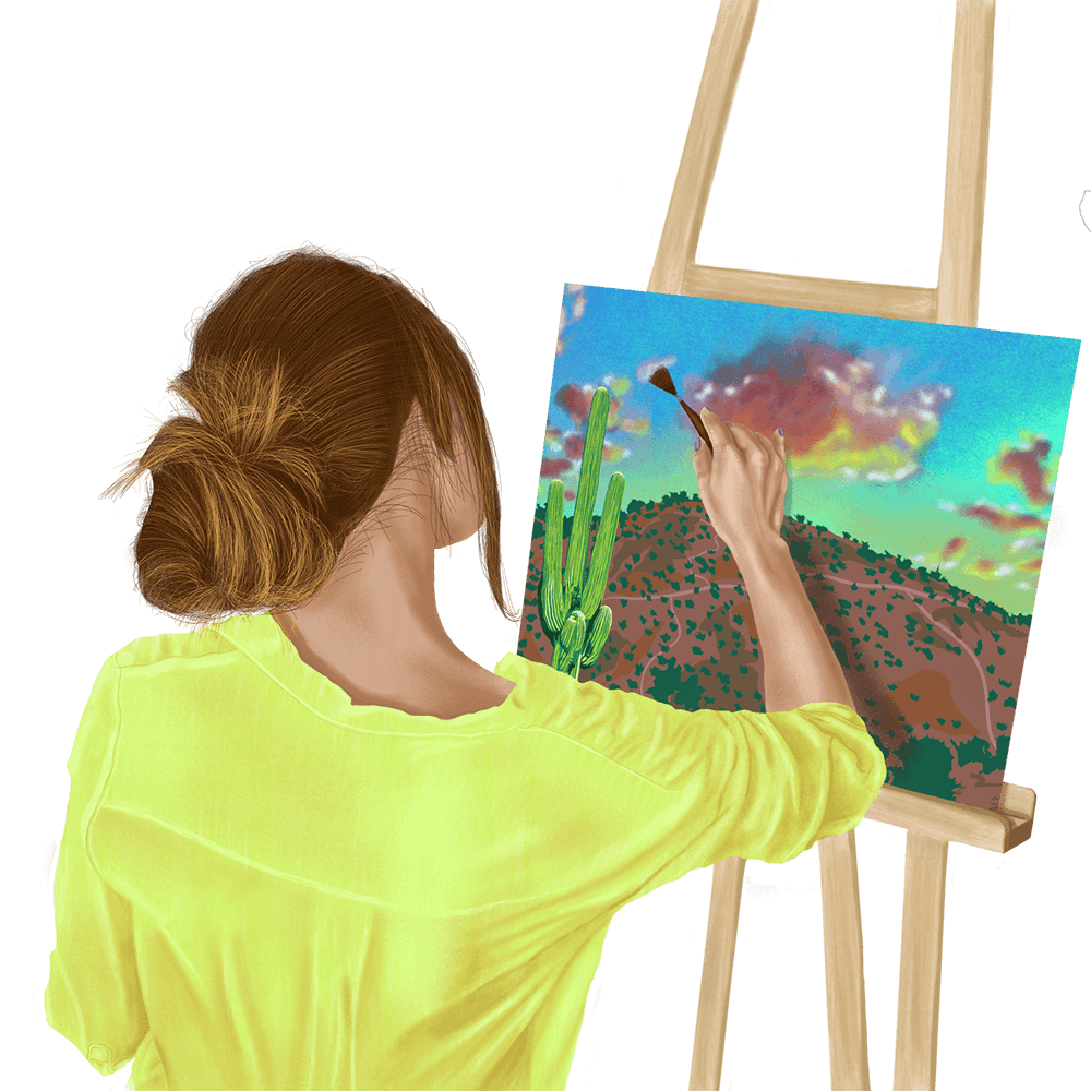 young woman artist painting